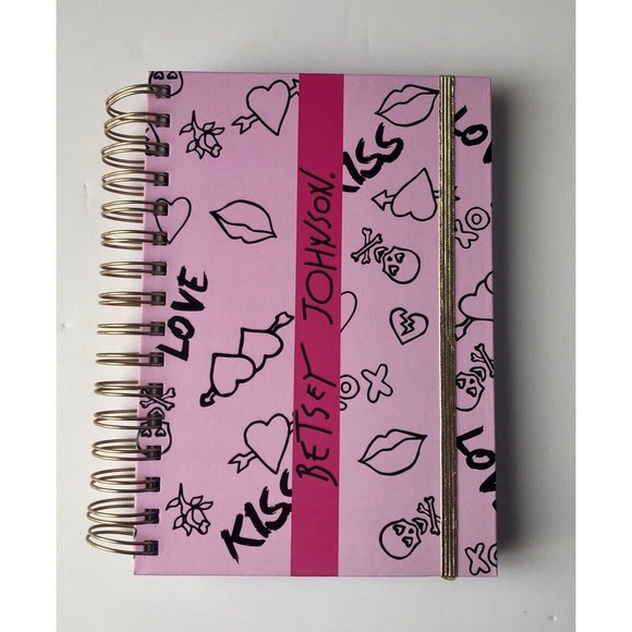 Betsey Johnson journal Spiral Pink With Written Designs - Picture 1 of 5